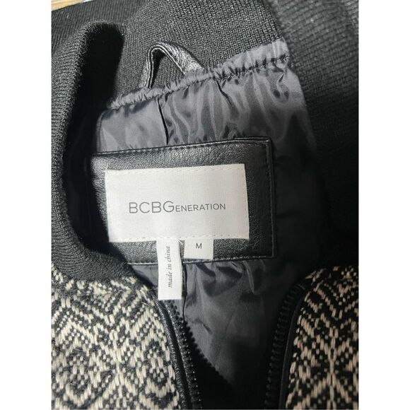 BCBGeneration Black Wool Tweed Vegan Leather Moto Jacket Size XSmall - Picture 5 of 6